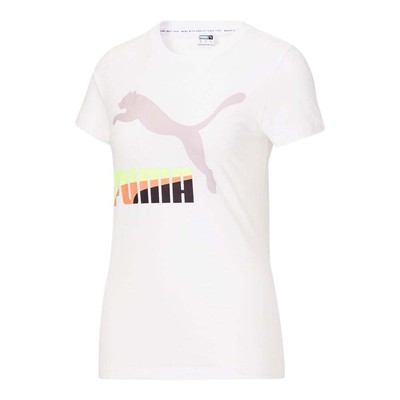 

Женские белые повседневные футболки с логотипом Puma Mismatch 53686502, Белый