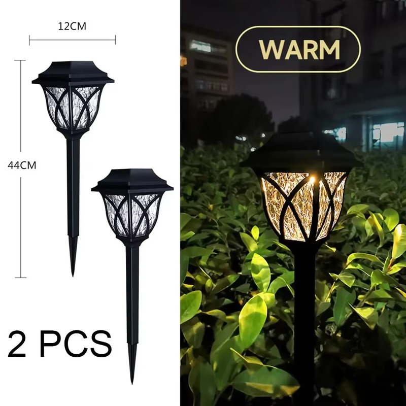 Lot 2 Lampes Solaires LED Jardin Étanches Lumière Chaude Allée Déco Extérieur XL