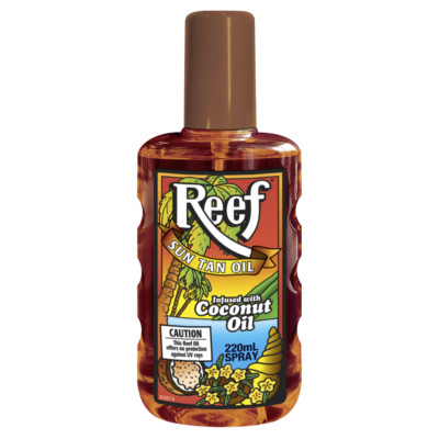 Reef Coconut Sun Tan Oil 220mL Spray Infused Fast Drying Moisturising