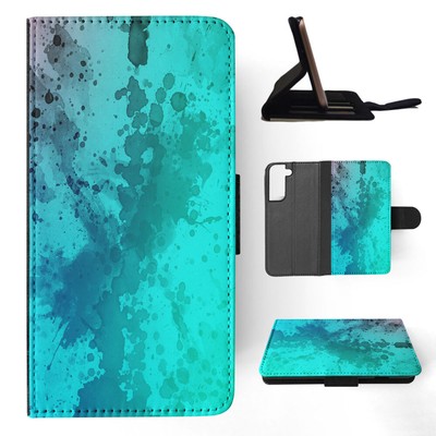 FLIP CASE FOR SAMSUNG GALAXY|TEAL WATERCOLOR 98