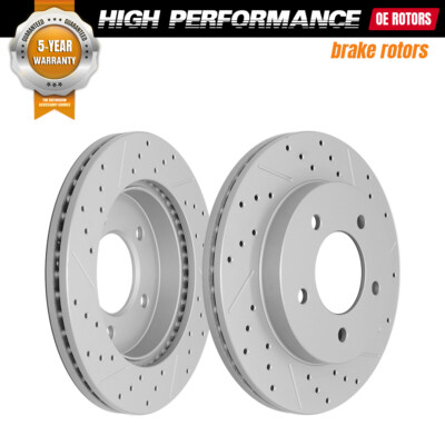 4WD Front Drilled Slotted Brake Disc Rotors Set for 1997-2004 Ford F-150 5-Lug