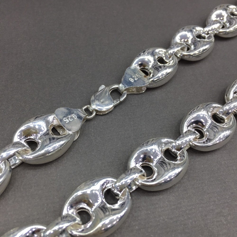 Pre-owned Handmade 17mm Mens Puffed Mariner Link Chain Necklaces 925 Sterling Silver 107gr 24 Inch
