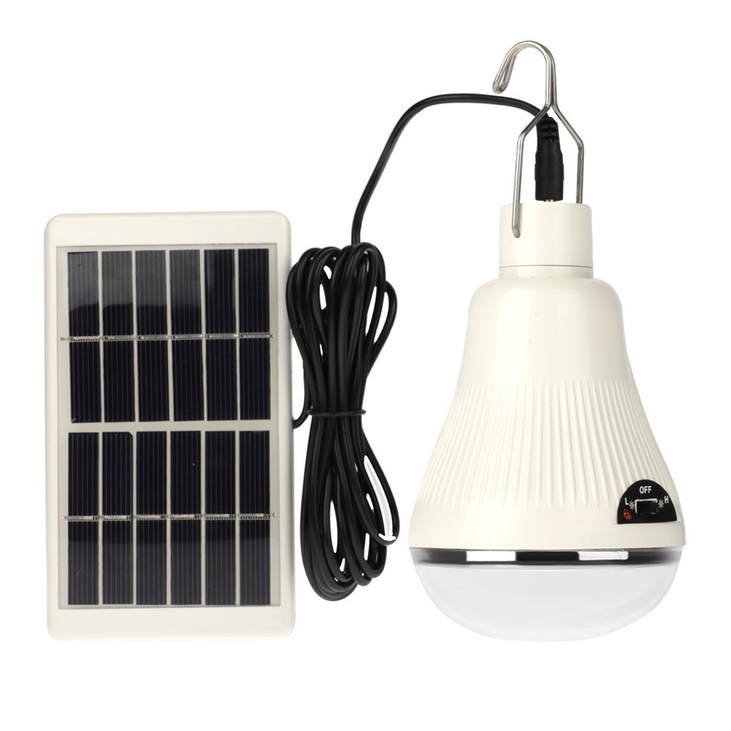 Portable Rechargeable Solar Light Bulb with Hook for Camping, Tent, Chicken Coop