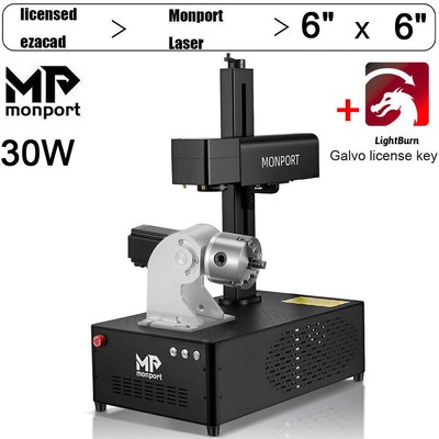 Monport 30W Fiber Laser Marking Machine Engraver Lifting+Rotary Axis & Lightburn