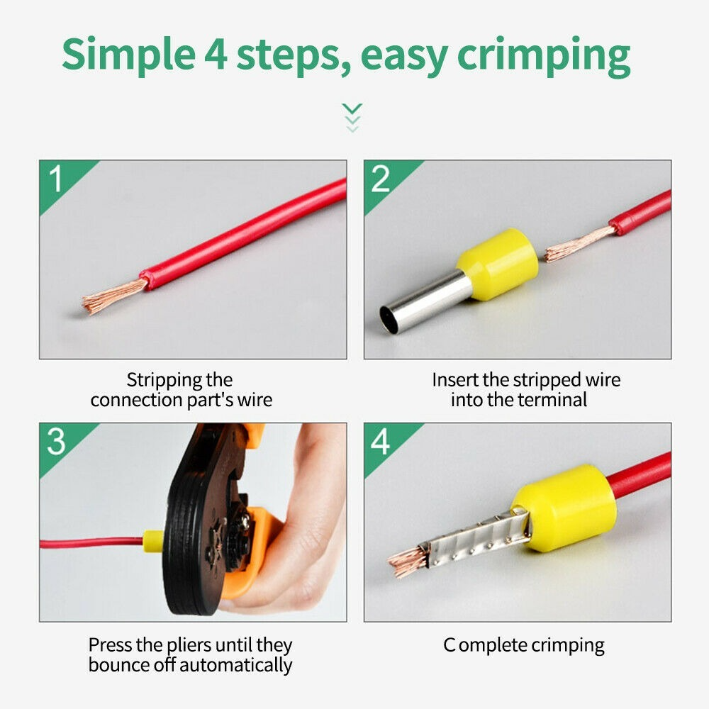 1200PCS Connectors Cord Wire Crimp Cable Pin End Bootlace Ferrule Terminals Kit