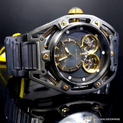 Pre-owned Invicta S1 Rally Double Open Heart Automatic Gunmetal Steel 52mm Watch