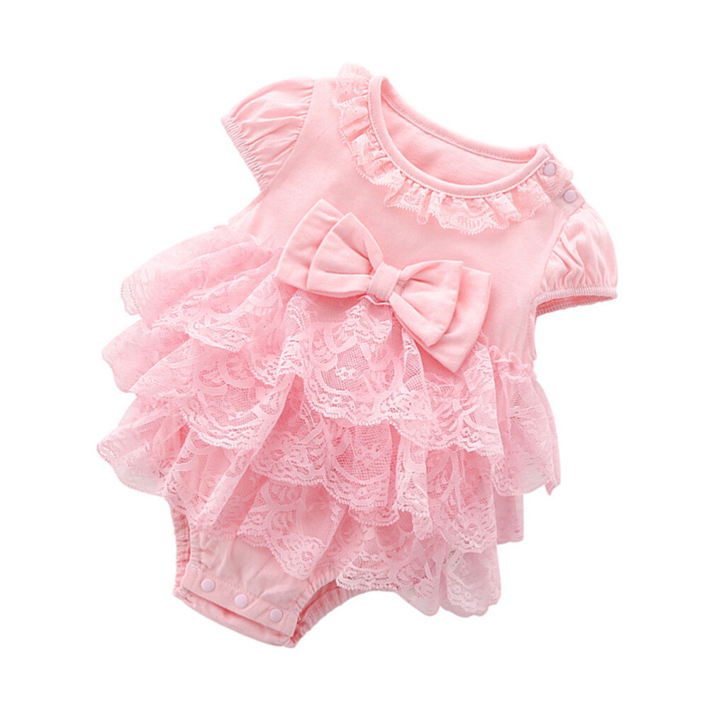 Baby Sommer Kleidung Baumwollspitze Kurzarm Rock Overalls für Kleinkinder - 60