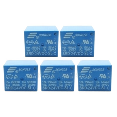 5 x Power Relay 10A Coil DC3V 5V 6V 9V 12V 24V 48V SPDT NO + NC PCB 5 Pin Sealed