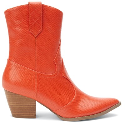 COCONUTS by Matisse Bambi Pointed Toe Zipper Cowboy Booties Womens Orange Casual