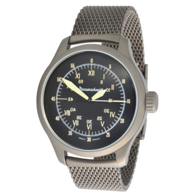 Pre-owned Messerschmitt Men Xl Pilot Watch Quartz Me47xl-mil Sextant 5atm Fluorescent