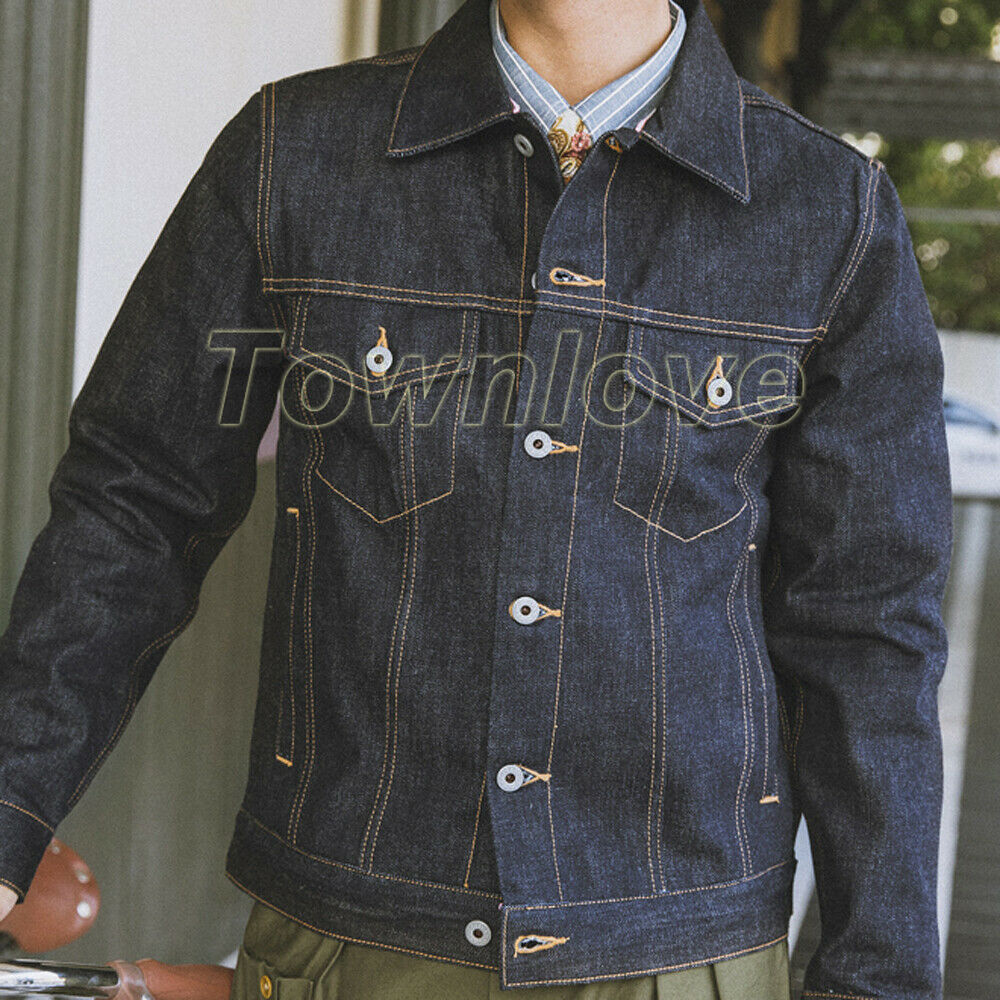 16oz Selvage Denim Jacket Men's Heavyweight Work Jeans Coat