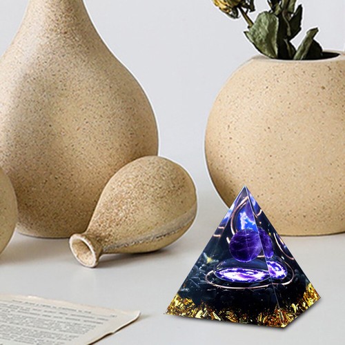 Orgonite Pyramid Amethyst Peridot Healing Crystal Energy Orgone EMF Protection