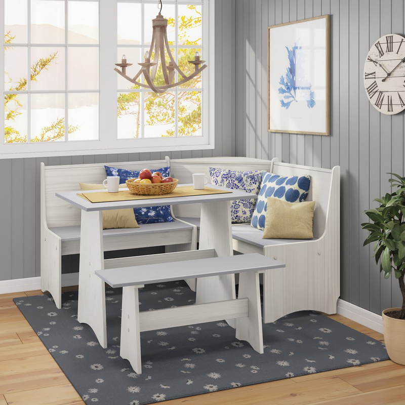 3-Piece Kitchen Breakfast Nook Table Corner Bench Dining Set