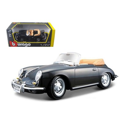 1961 Porsche 356 B Cabriolet Black 1/24 Diecast Model Car by Bburago 22078bk