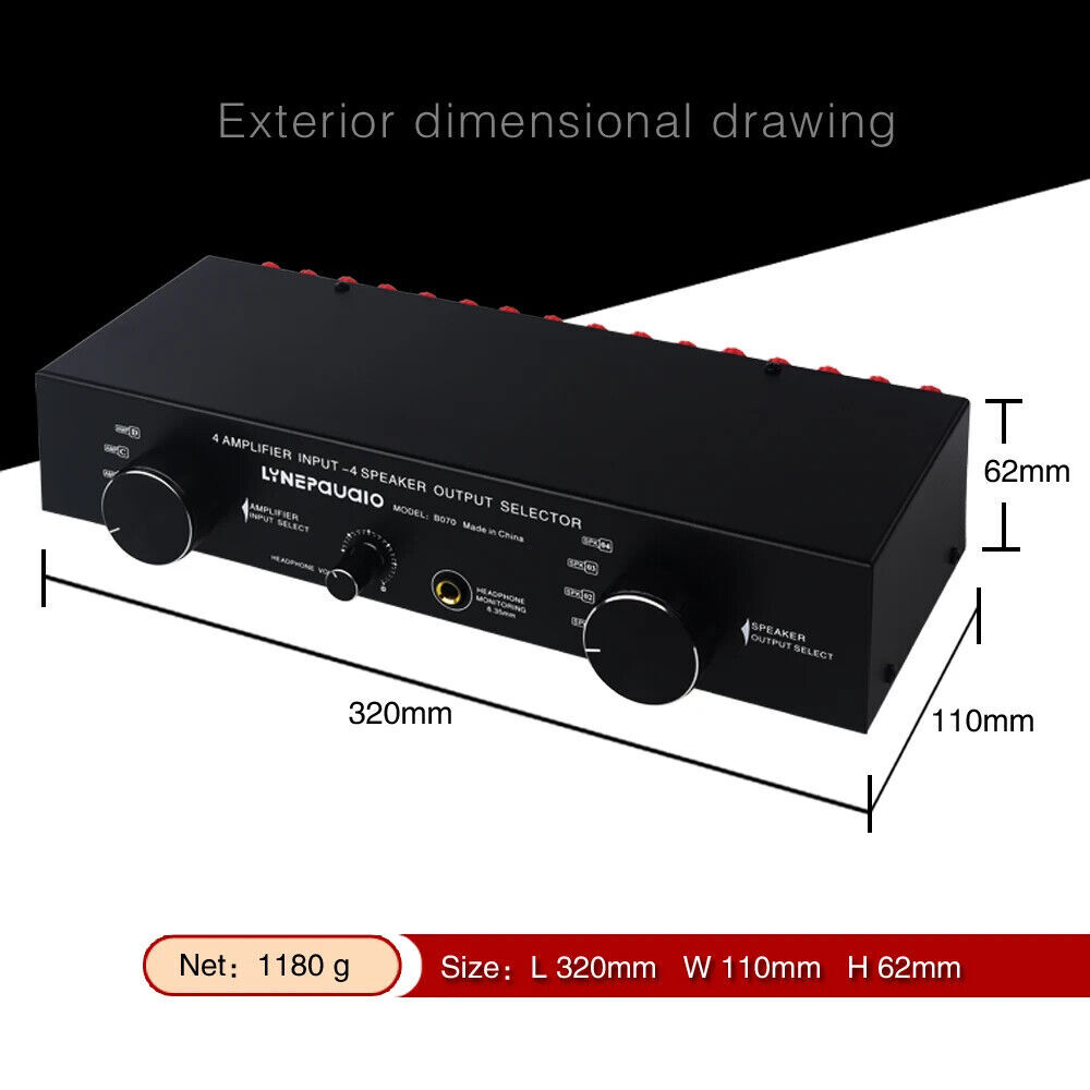 4 IN 4 OUT Power Amplifier Speaker Selector Switcher Speaker