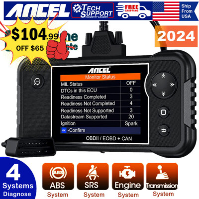 Check Engine Transmission ABS SRS Code Reader OBD2 Scanner Car Diagnostic Tool