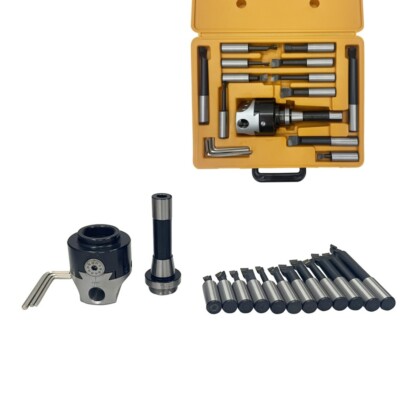 3'' R8 Boring Head Set 12 Tool Poles+3 Wrench +MT4 Boring Tool Handle