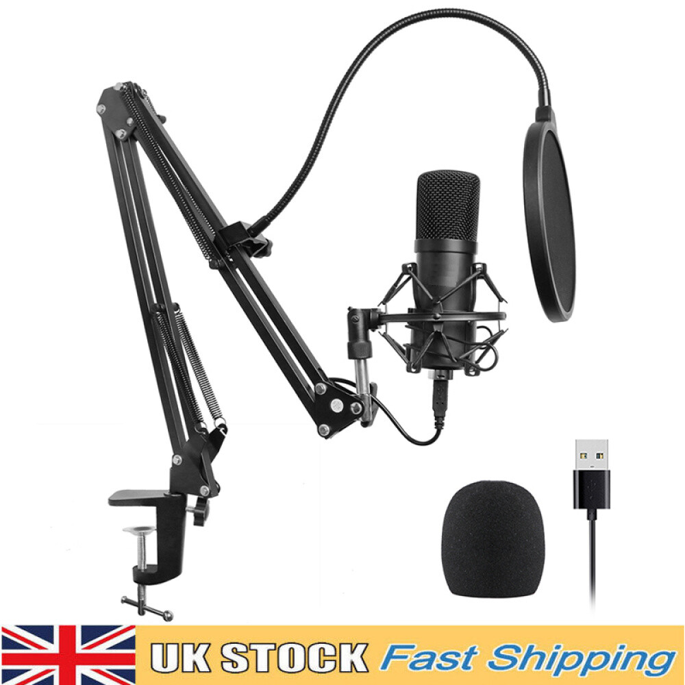 Condenser Microphone Mic Kit Live Studio Sound Recording Mount Boom Stand Black