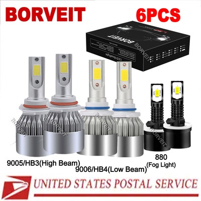 For Saturn SC1 SC2 1997-2002 9005 9006 880 Led Headlight Foglight Bulb Combo Set