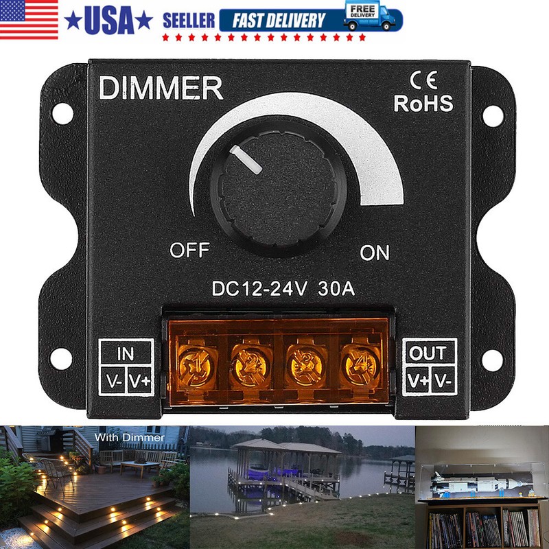 LED Light Strip Dimmer PWM Dimming Controller Knob ON/Off Switch