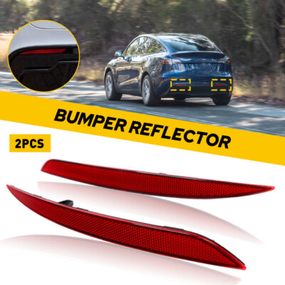 2X Left Right Rear Bumper Reflector Light Cover For 2020 2021 2022 Tesla Model Y