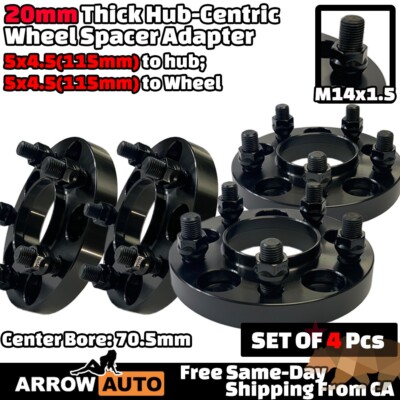 4x 20mm 5x4.5 Hub Centric Adapter Spacer Fit 15-24 Mustang/20-24 Explorer& GT