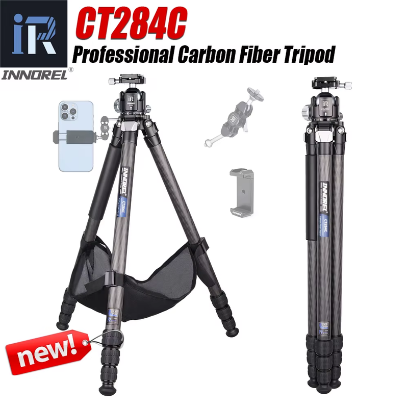 CT284C Professional Carbon Fiber Tripod Travel Camera Stand with Stone Bag for D