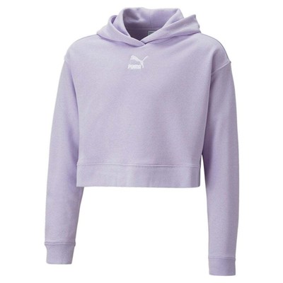 

Puma Classics Укороченный пуловер с капюшоном для мальчиков, размер , повседневная спортивная верхняя одежда, Фиолетовый, Puma Classics Cropped Pullover Hoodie Youth