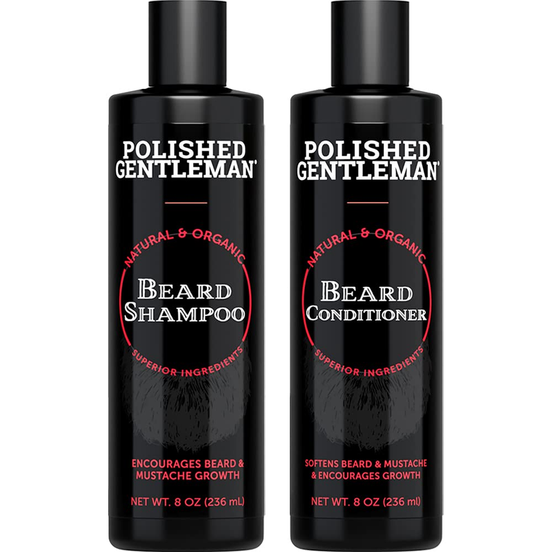 Beard Growth Shampoo & Conditioner Set Best Organic Face Wash /Biotin & Tea Tree