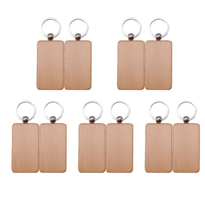 20 PACK DIY Rectangle Blank Wood Keychain Custom Key Tags Personalized Gift