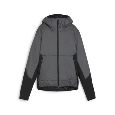 Женская серая повседневная спортивная верхняя одежда Puma Seasons Hybrid Primaloft с полной застежкой-молнией.