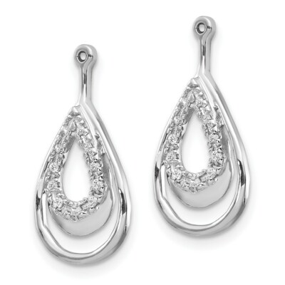 Pre-owned Superdealsforeverything Real 14kt White Gold Double Teardrop Diamond Earring Jackets