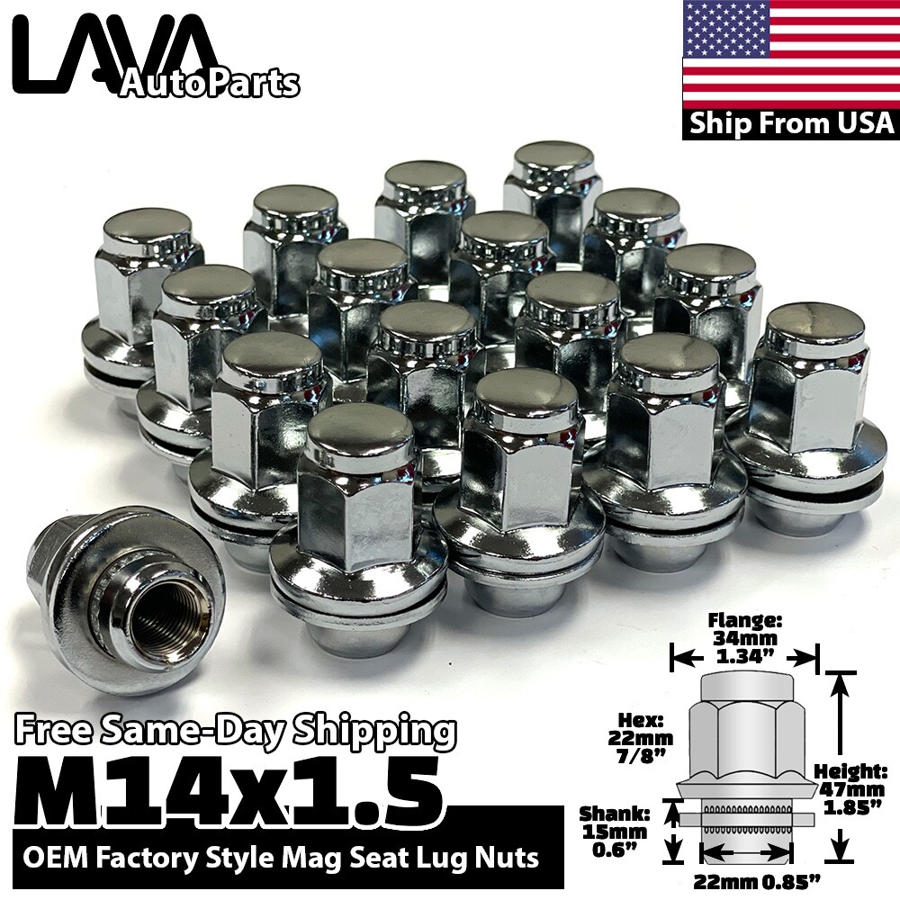Vnuna 14点 32x Chrome 14x1.5 Flat/Mag Seat Lug Nut Fit 8Lug Nissan