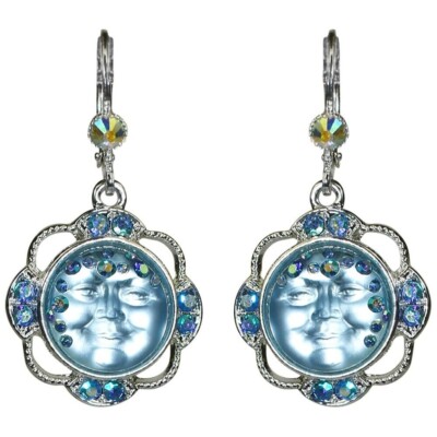Kirks Folly Sweetheart Goddess Seaview Moon Leverback Earrings St Light Blue