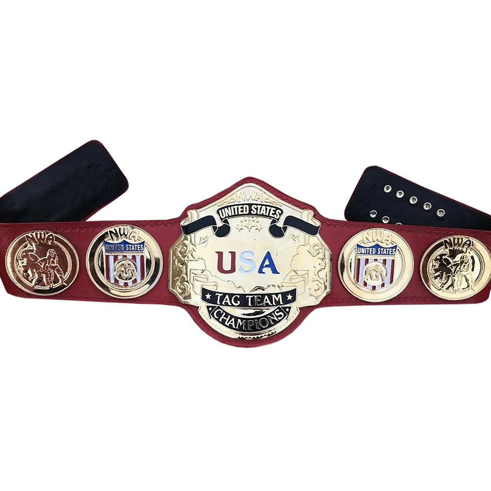 NWA United States Tag team 2MM/4MM Zinc Wrestling Championship Replic Title Belt - Picture 2 of 4