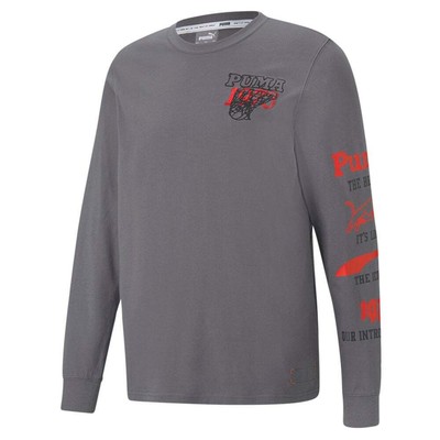 

Puma Overtime Ls Graphic Long Sleeve Pullover Shirt Mens Grey Casual 532095-02, Puma Overtime Ls Graphic Long Sleeve Pullover Shirt