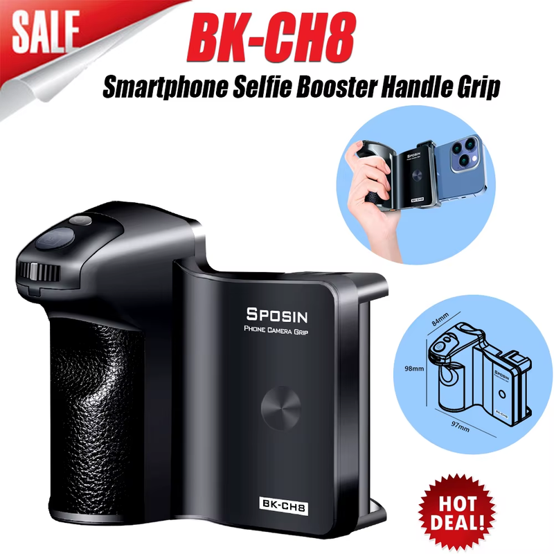 BK-CH8 Stepless Zoom for Iphone Android Phone Selfie Booster Handle Grip, Blueto