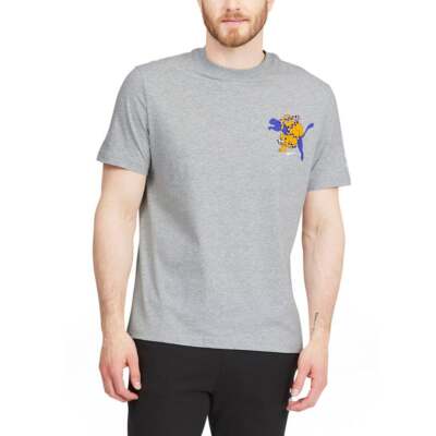 

Puma Relaxed Crew Neck Футболка с коротким рукавом X Aka Boku Мужские серые повседневные топы 5302, Grey, Puma Relaxed Crew Neck Short Sleeve TShirt X Aka Boku