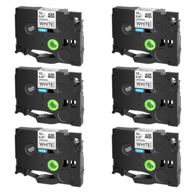 6PK Compatible with Brother PT-1830 TZ231 TZe-231 12mm Black On White Label Tape