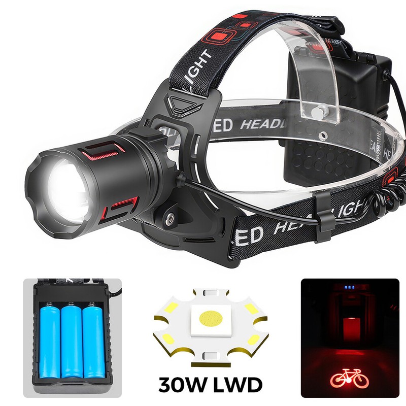 Super Hell 300000lm Akku Led Stirnlampe Usb Scheinwerfer Kopflampe Taschenlampe