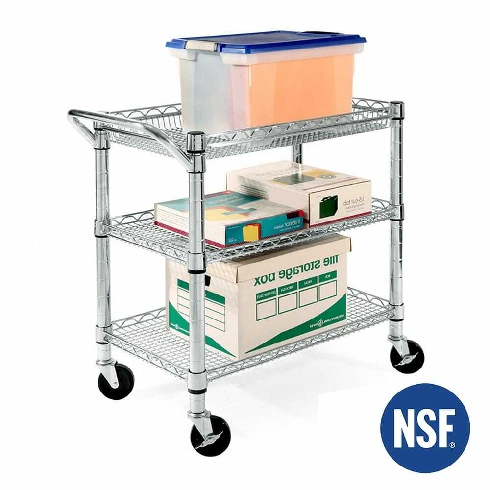 Kitchen Utility Cart Heavy-Duty Shelves Storage Basket Organizer Wheeled Rack