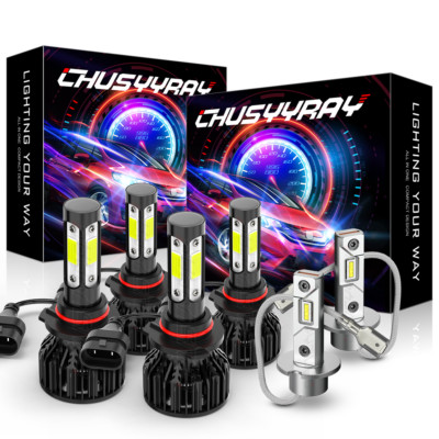 Combo 9005+9006+H3 LED Headlight and Fog Light Bulbs Kit High&Low Beam 6K White