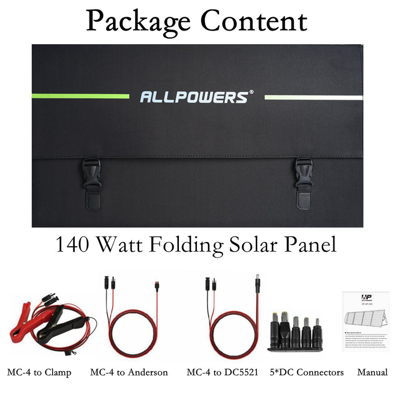 140 Watt Folding Solar Panel Kit Portable Solar Generator Charger Camping RV Boa