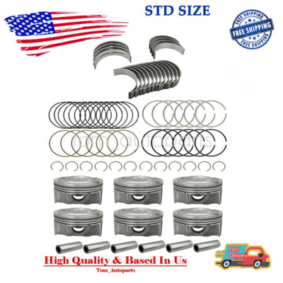 STD Main Rod Bearing & Piston & Rings For 06-16 Hyundai Kia Sorento Azera 3.3L
