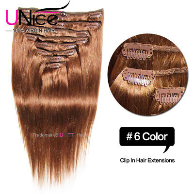 UNice Hair 100% Real Peruvian Clip In Remy 100% Human Hair Extensions For Women