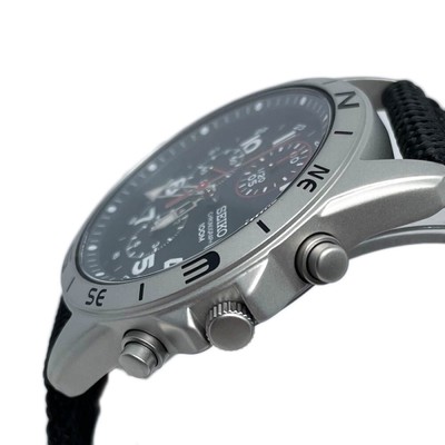 Pre-owned Seiko Chronograph Snd399p Black Dial Stailess Steel Quartz Men Watch Box