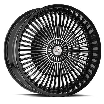 22'' Cavallo CLV-41 Gloss Black & Machined Wheel 22x9.5 6x135 6x5.5 25mm Rim