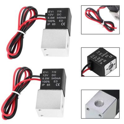 2PCS 1/8'' Fast Response Electric Solenoid Valve Air Water Normally Closed DC 12V