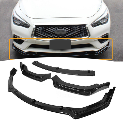 FOR 2018-2023 Infiniti Q50 Sedan Glossy Black Front Bumper Lip Spoiler Splitter