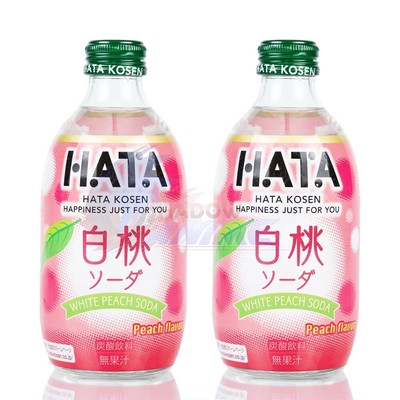 2 Pack - Hata White Peach Flavor Soda 10 fl oz 300ml Japanese Drink